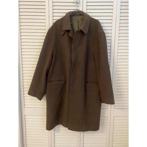 Lauren Ralph Lauren Overcoat Mens Wool Cashmere Blend Long 44R Brown Buttons - Picture 1 of 15